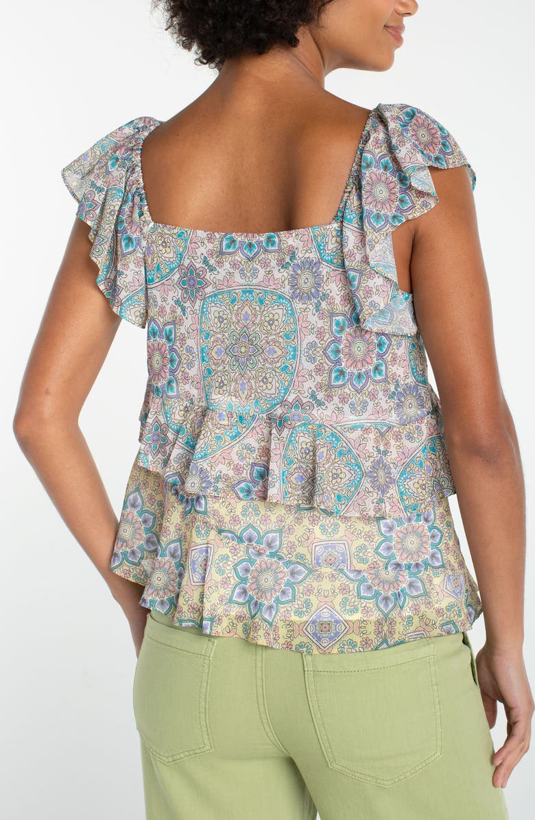 Liverpool Los Angeles Print Ruffle Top, Alternate, color, Cream Citron Mu