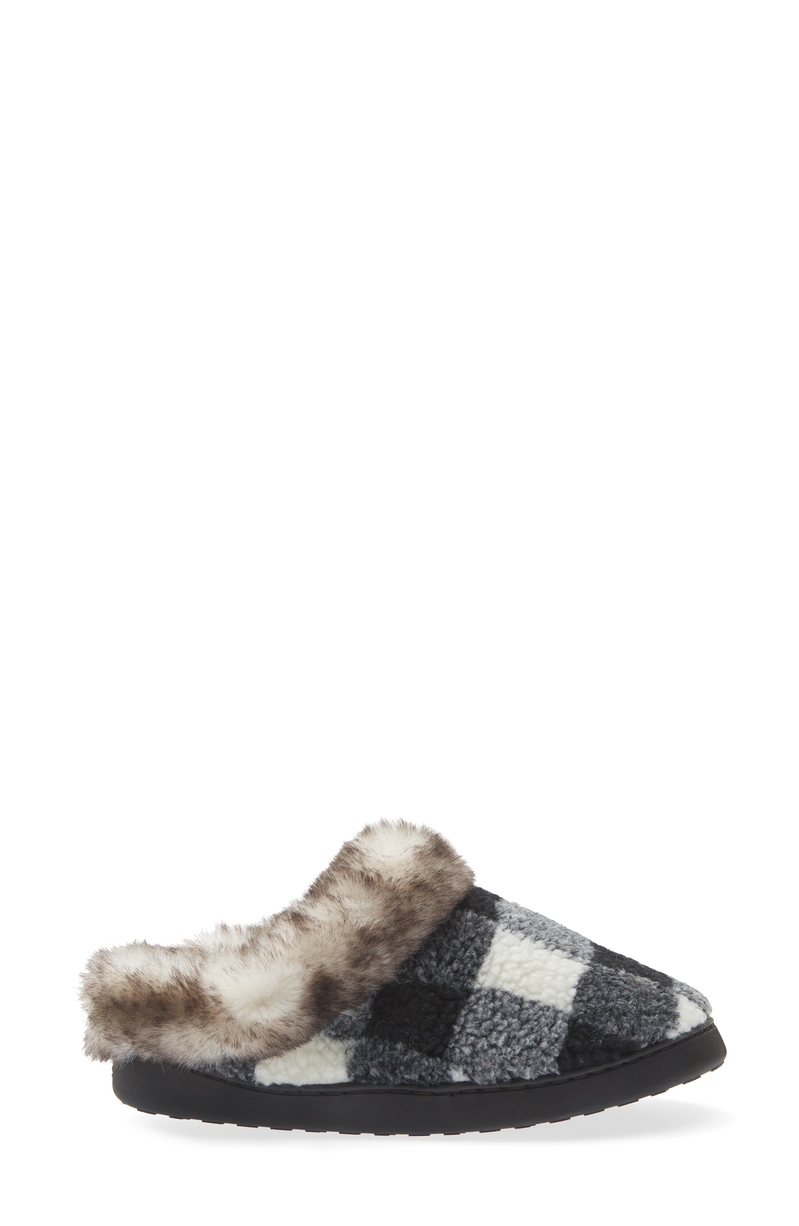 Buffalo Plaid Slipper, Alternate, color, BLACK/WHITE