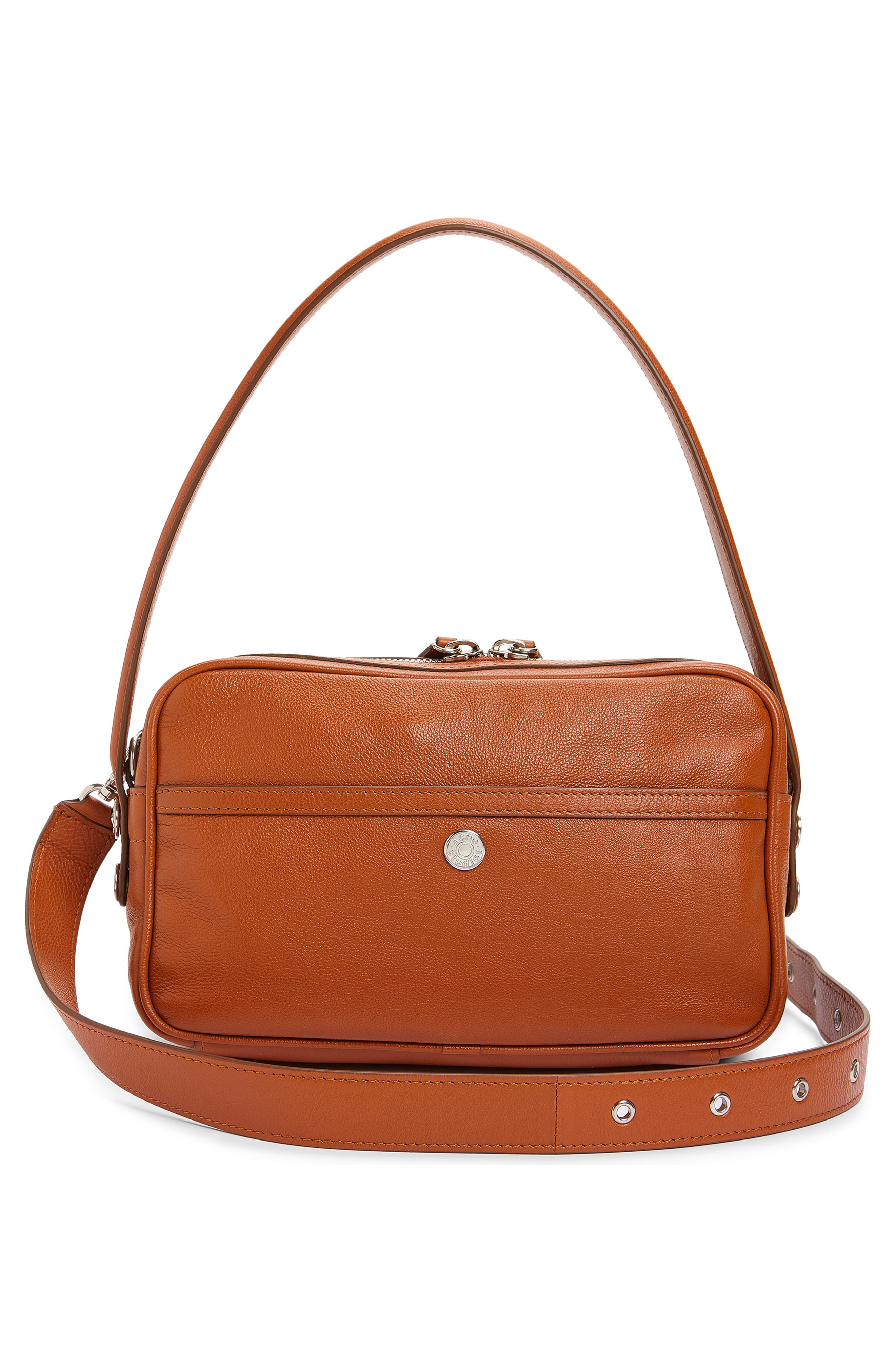 Acne Studios Small Camero Leather Shoulder Bag, Alternate, color, Cognac Brown