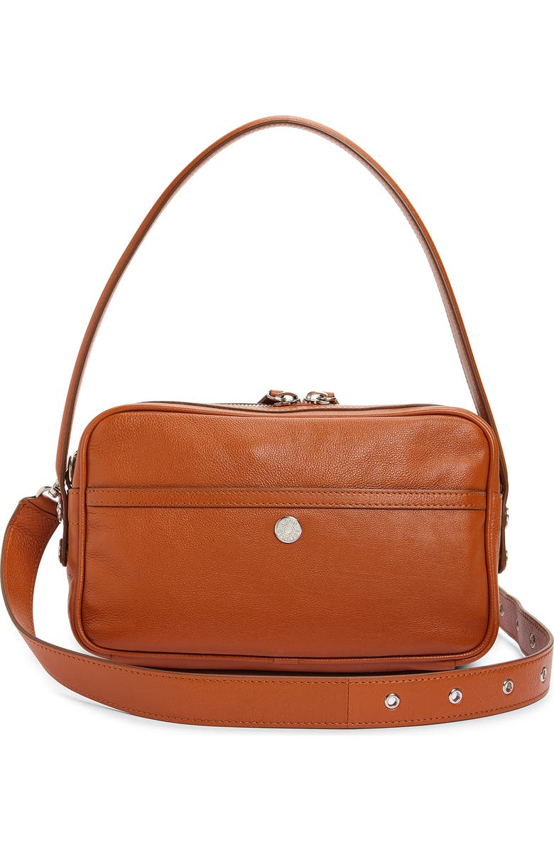 Acne Studios Small Camero Leather Shoulder Bag, Alternate, color, Cognac Brown