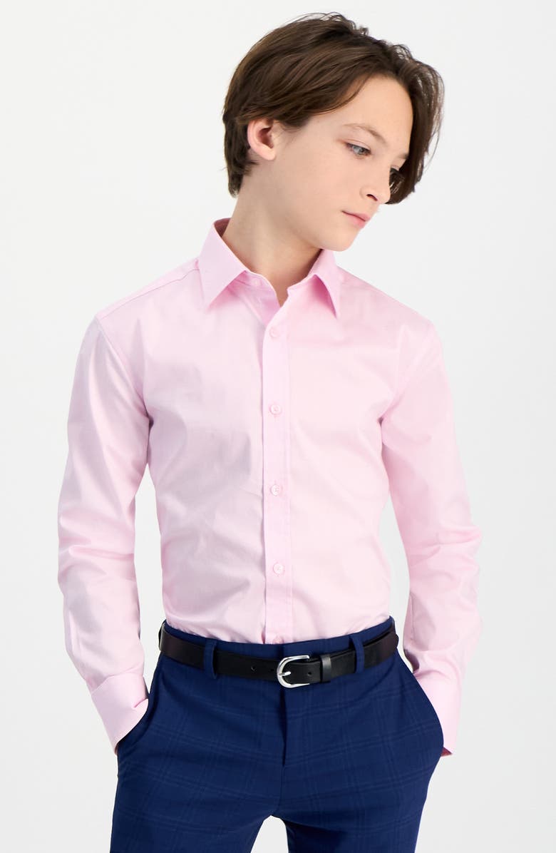 Tallia Kids' Pink Stretch Cotton Blend Dress Shirt, Main, color, Pink