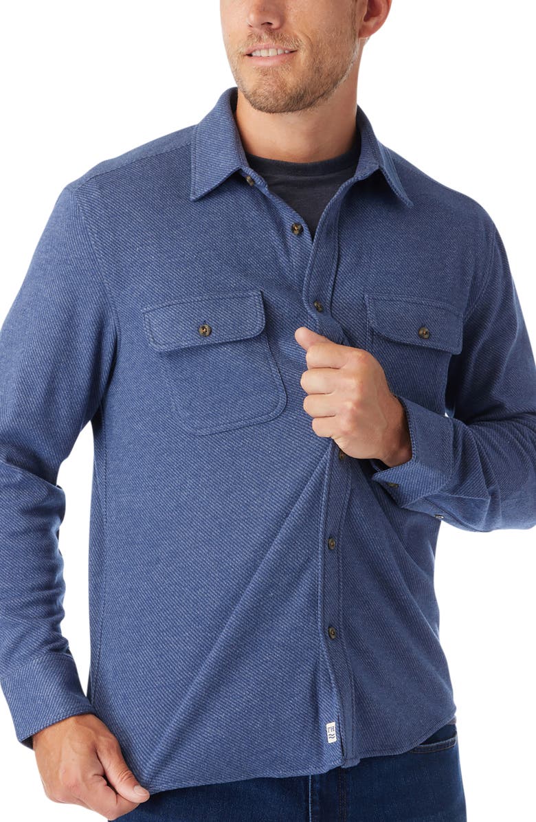 Fair Harbor Dunewood Stretch Flannel Button-Up Shirt, Alternate, color, Navy Twill