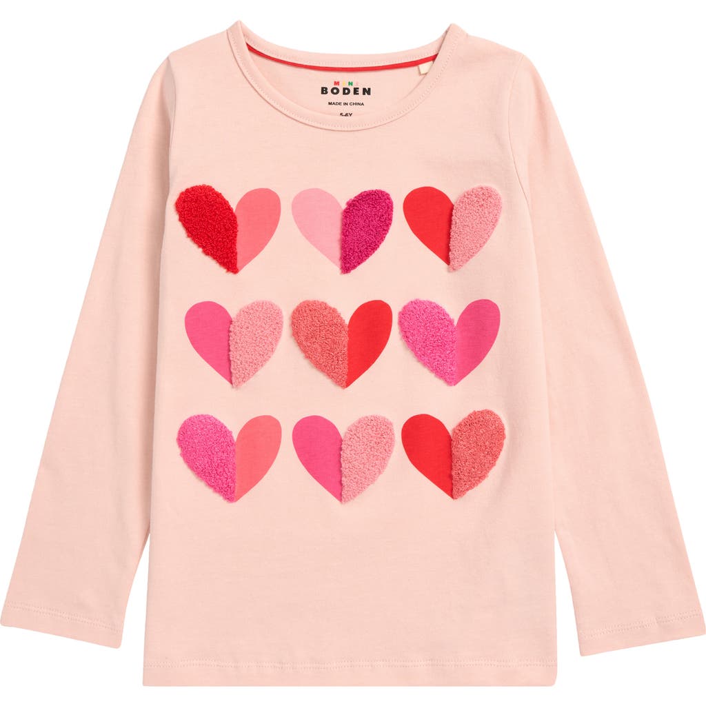 MINI BODEN MINI BODEN KIDS' BOUCLÉ APPLIQUÉ LONG SLEEVE COTTON T-SHIRT