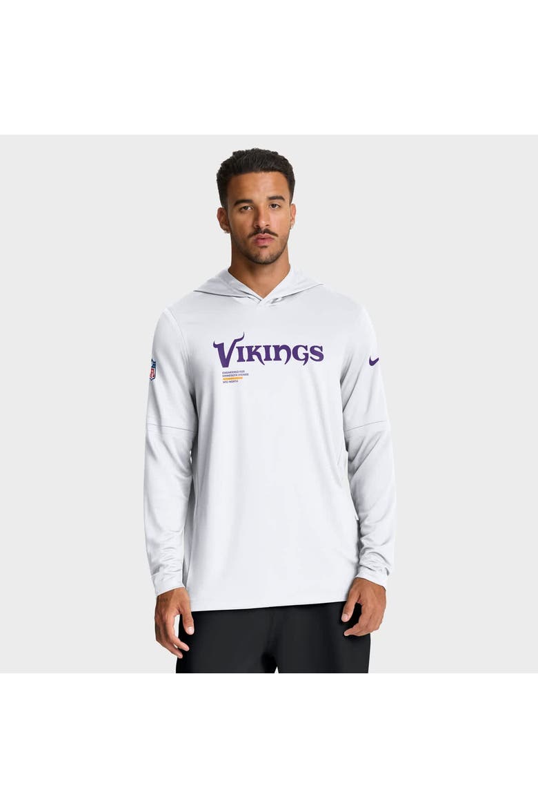 Men's Nike White Minnesota Vikings Sideline Pure Fury Performance Long Sleeve Hoodie T-Shirt, Main, color, White