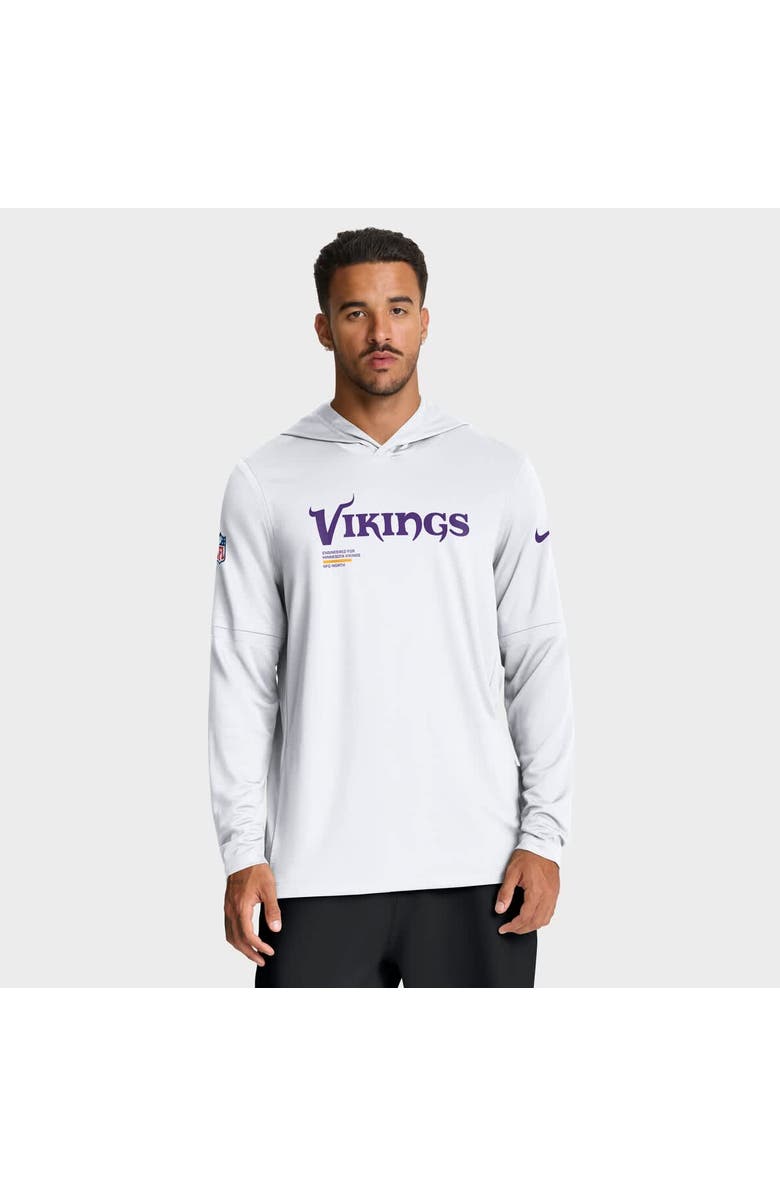 Nike Men's Nike White Minnesota Vikings Sideline Pure Fury Performance Long Sleeve Hoodie T-Shirt, Main, color, White