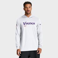 Nike Men's Nike White Minnesota Vikings Sideline Pure Fury Performance Long Sleeve Hoodie T-Shirt