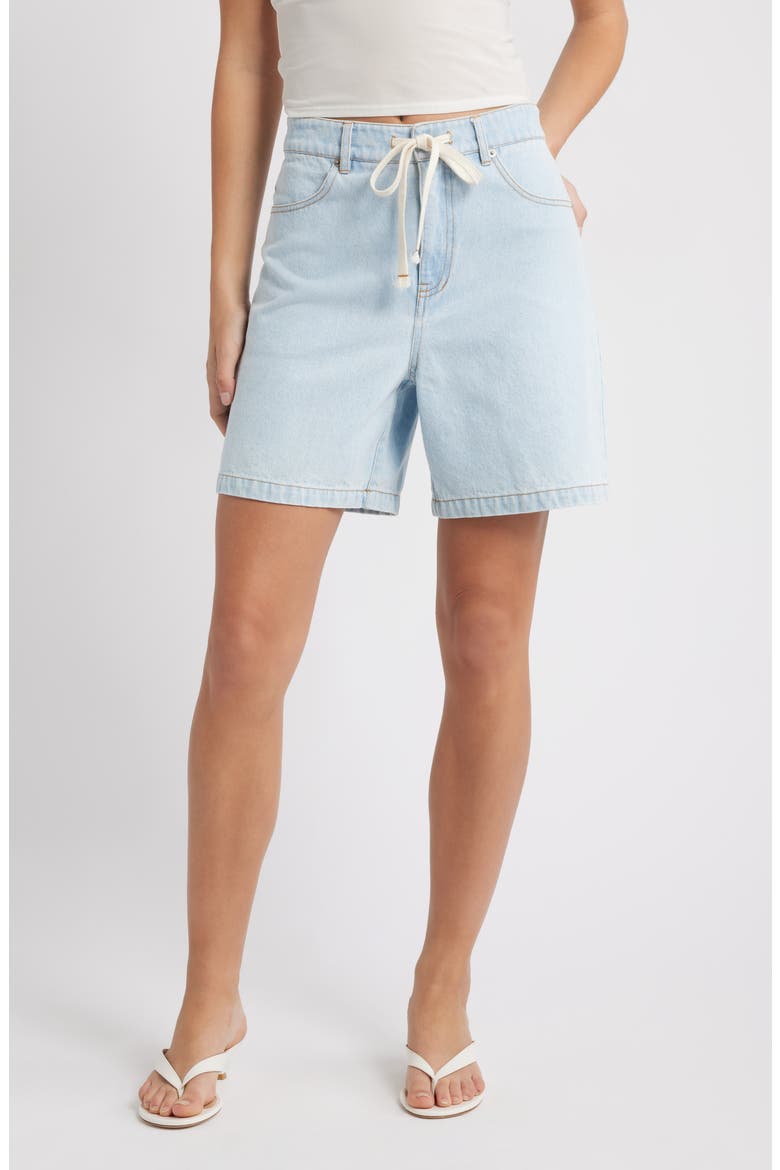 Rowan Denim Drawstring Shorts, Main, color, LIGHT WASH