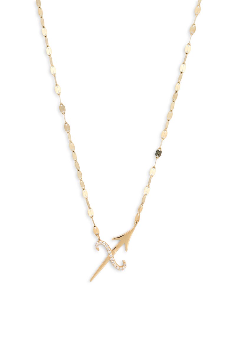 LANA 14K Gold Diamond Zodiac Sagittarius Pendant Necklace - 0.064ct., Main, color, Yellow