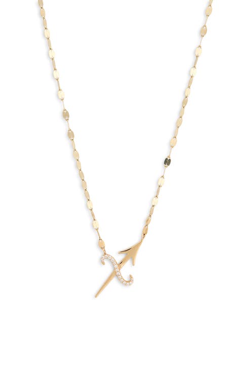 14K Gold Diamond Zodiac Sagittarius Pendant Necklace - 0.064ct.