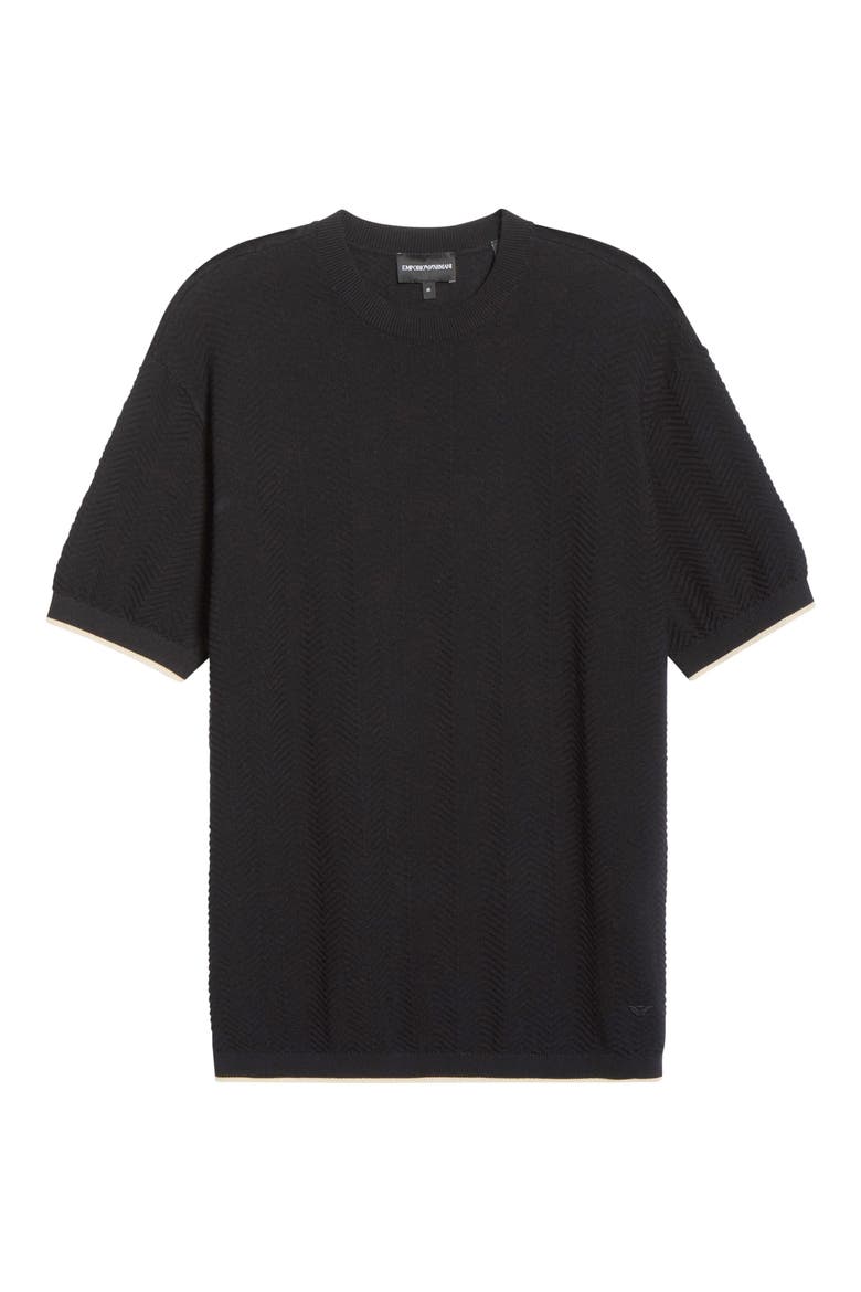 Tipped Chevron Knit T-Shirt, Alternate, color, NAVY