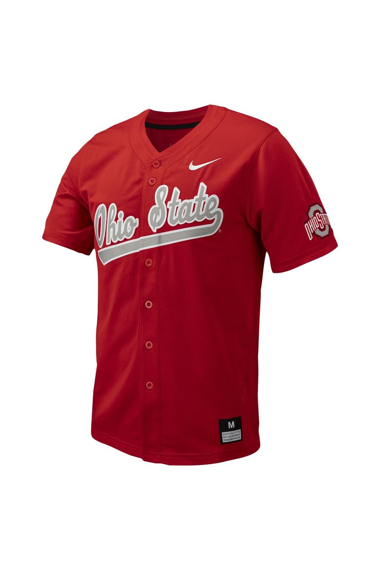 Men's Nike Scarlet Ohio State Buckeyes Replica Full-Button Baseball Jersey, Alternate, color, Scarlet