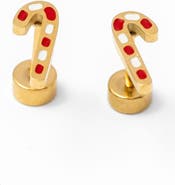 Pip Pop Girls' Candy Cane Flatback Stud Hypoallergenic Earrings