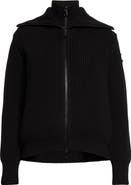Moncler Rib Wool Cardigan with Removable Down Bib