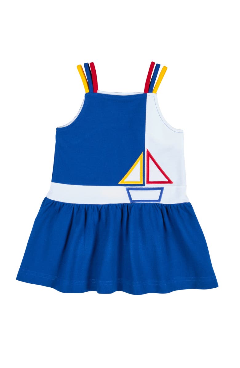Florence Eiseman Pique Knit Dress With Sailboat, Main, color, Royal / White