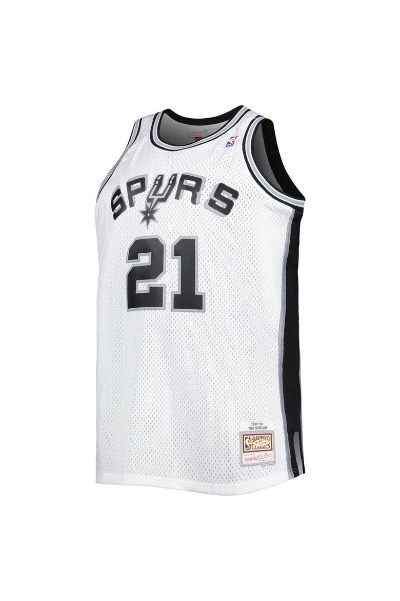 Men's Mitchell & Ness Tim Duncan White San Antonio Spurs Big & Tall Hardwood Classics 1998/99 Swingman Jersey, Alternate, color, White