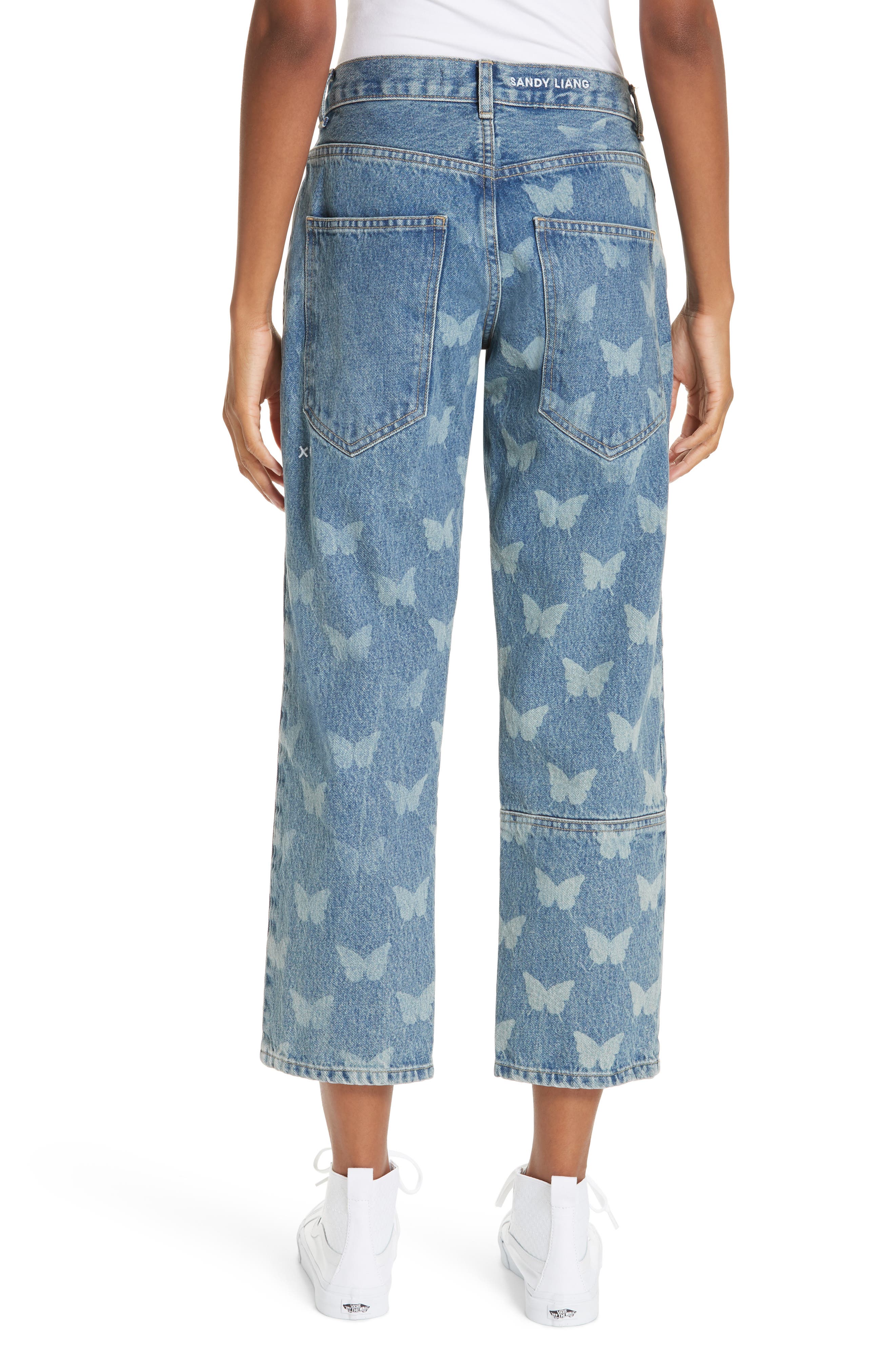 Sandy Liang Mariah Butterfly Crop Jeans (Women) | Nordstrom