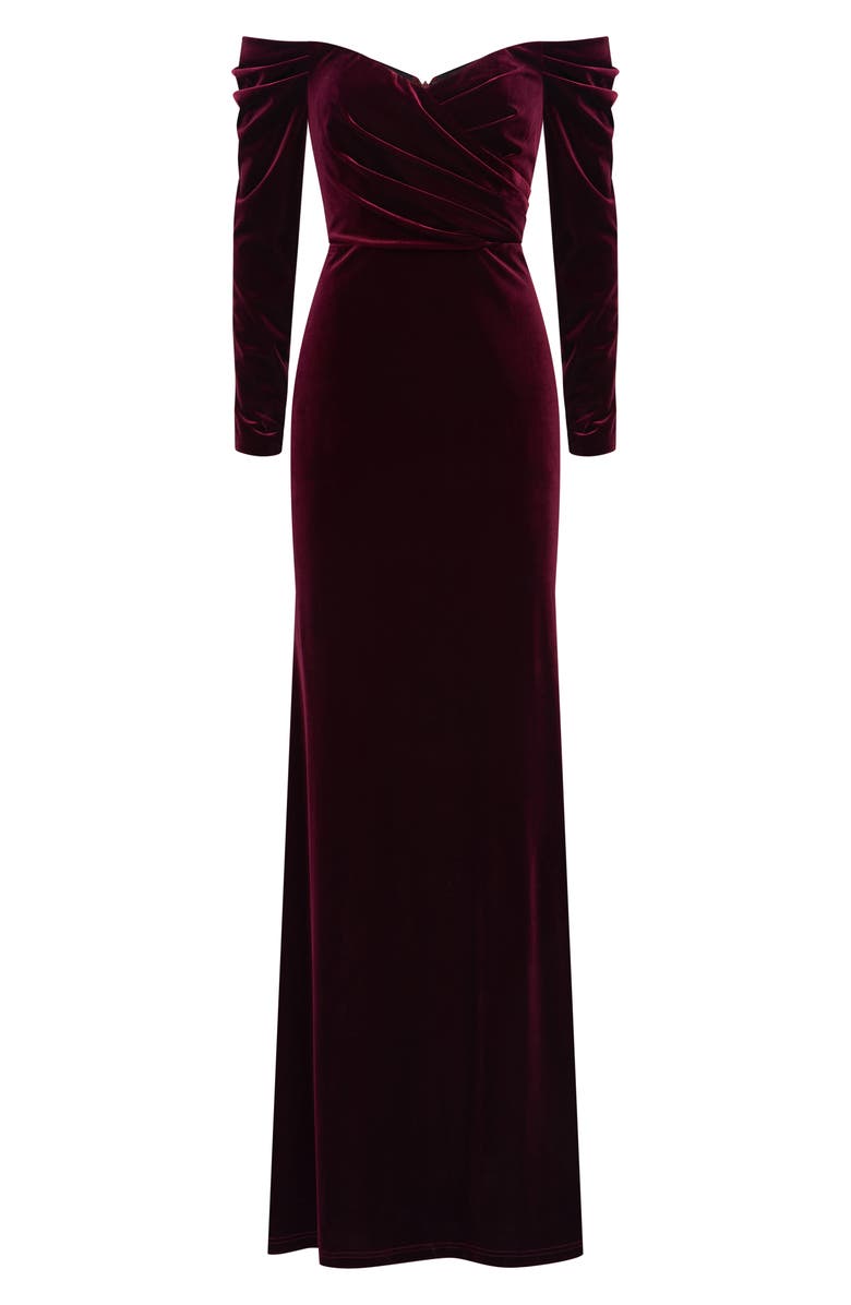 Theia Anita Off the Shoulder Long Sleeve Gown, Alternate, color, 