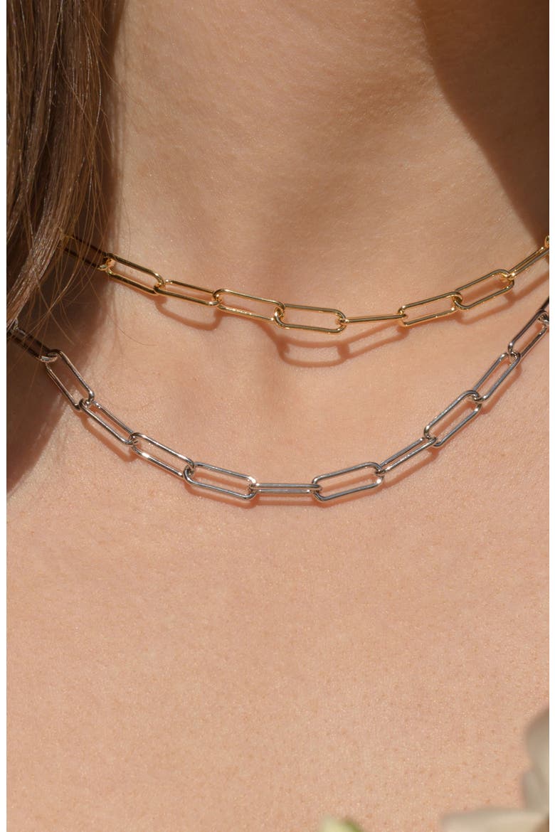 Sterling Silver 18k Gold Plated Amelia Chain Necklace Trendy Gift, Alternate, color, Silver