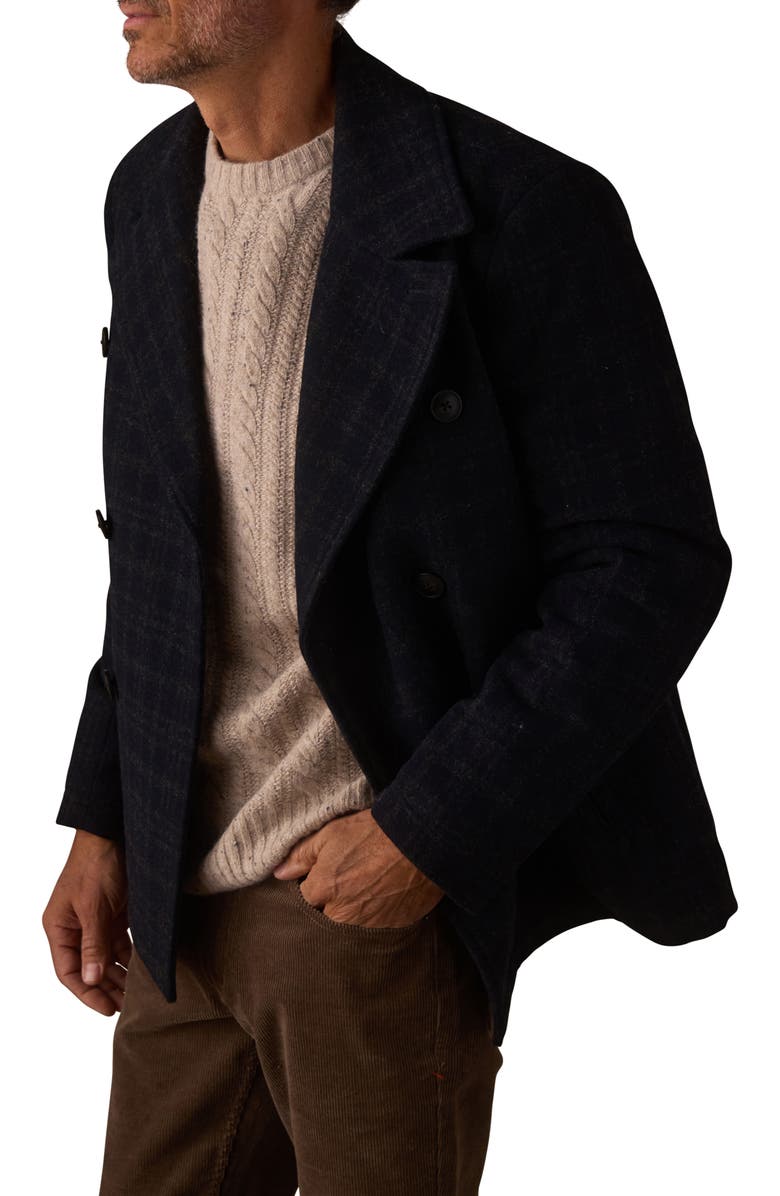 The Normal Brand Lan Windowpane Plaid Peacoat, Alternate, color, Navy Plaid