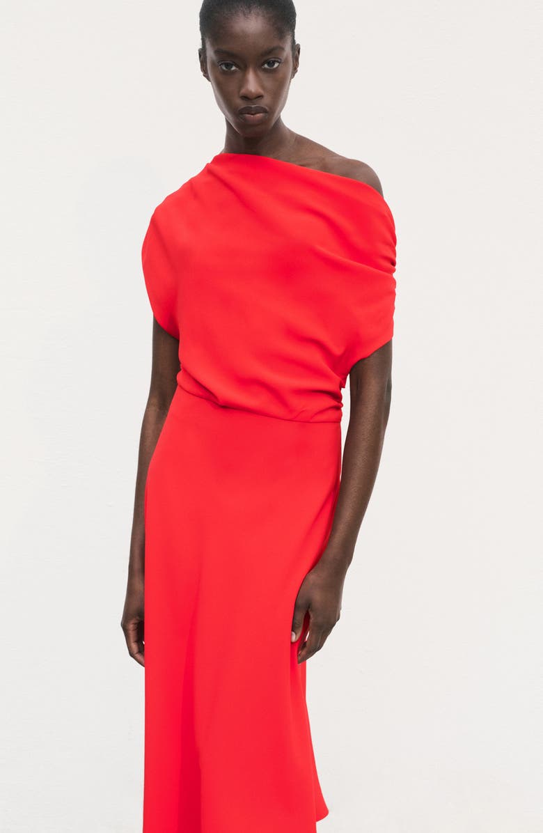 MANGO Asymmetric Midi Dress, Alternate, color, Red