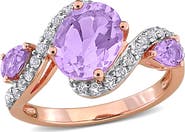 DELMAR Rose de France Amethyst Bypass Ring