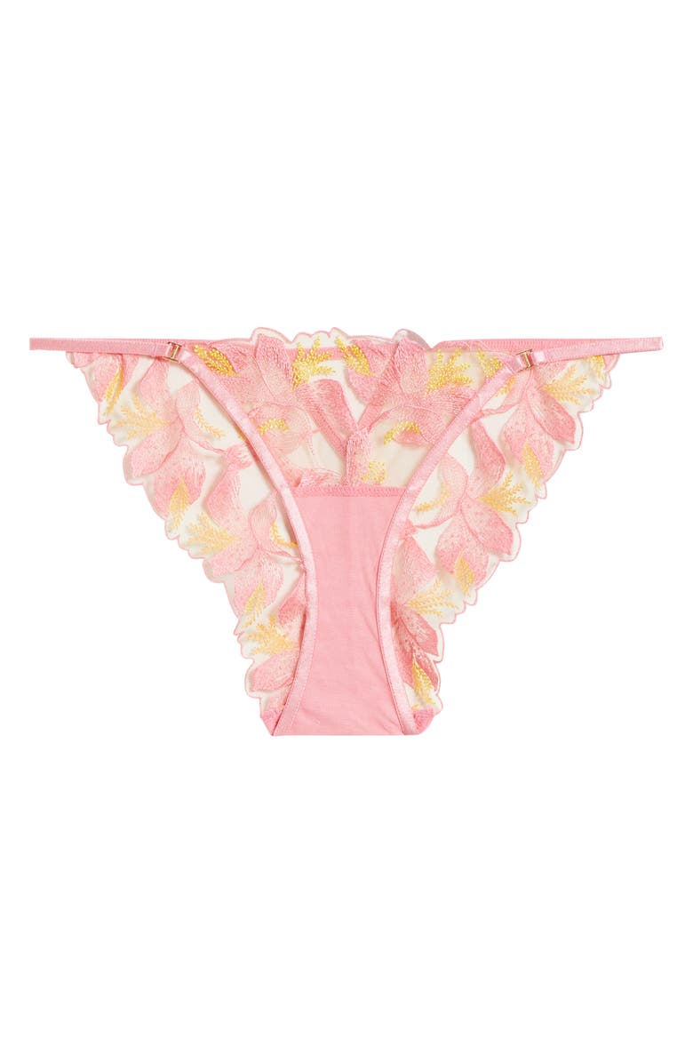 Bluebella Patrice Embroidered Bikini Briefs, Alternate, color, Pink/ Blazing Yellow