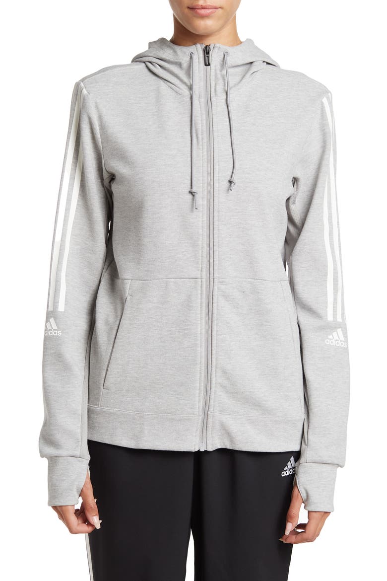 Aeroready Hooded Sweatshirt, Alternate, color, MEDIUM GREY HEATHER