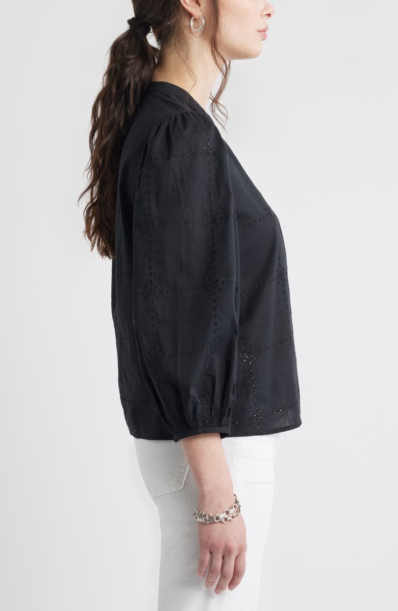 Eyelet Embroidered Cotton Popover Top