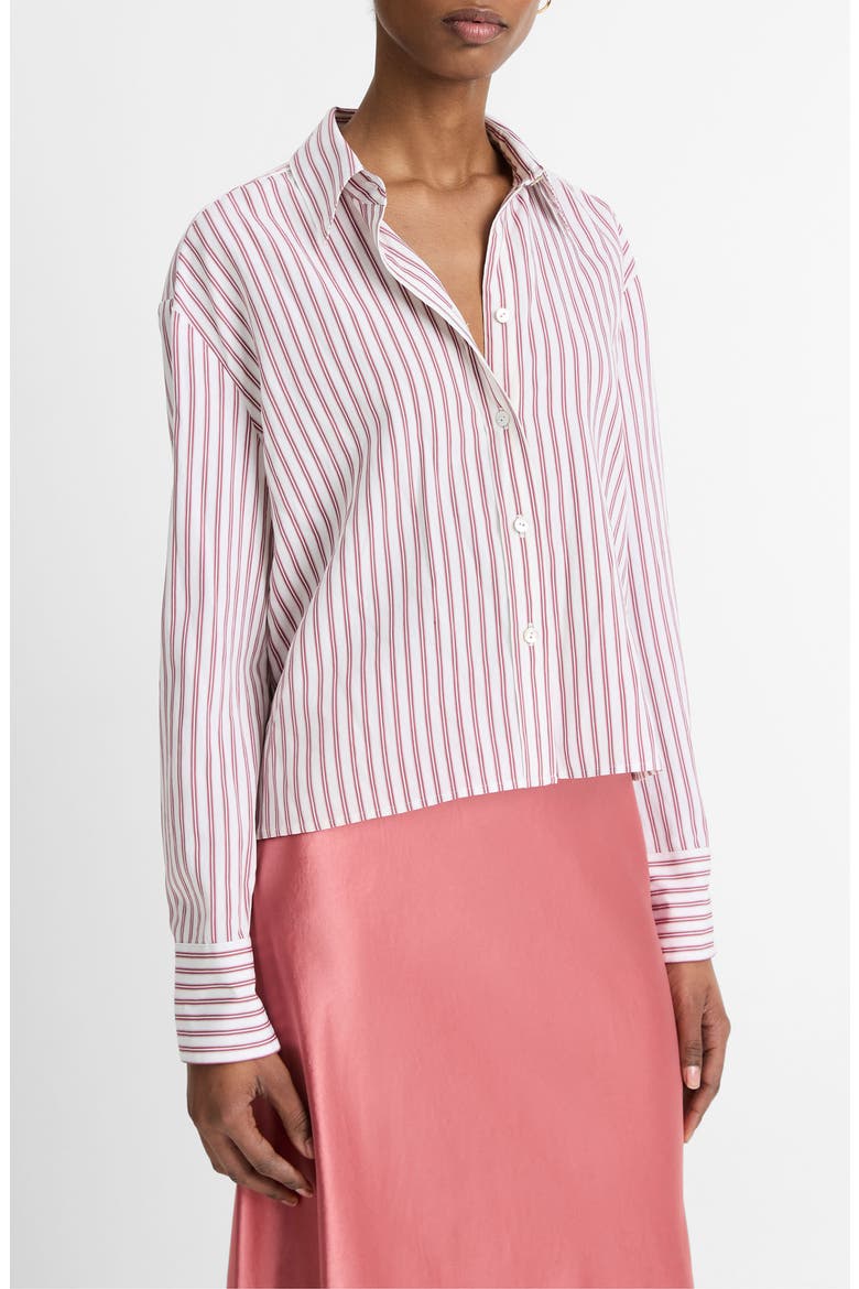 Till Stripe Crop Shirt, Alternate, color, PEONY WOOD/OFF WHITE