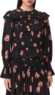 AllSaints Lauren Ruffle Long Sleeve Top