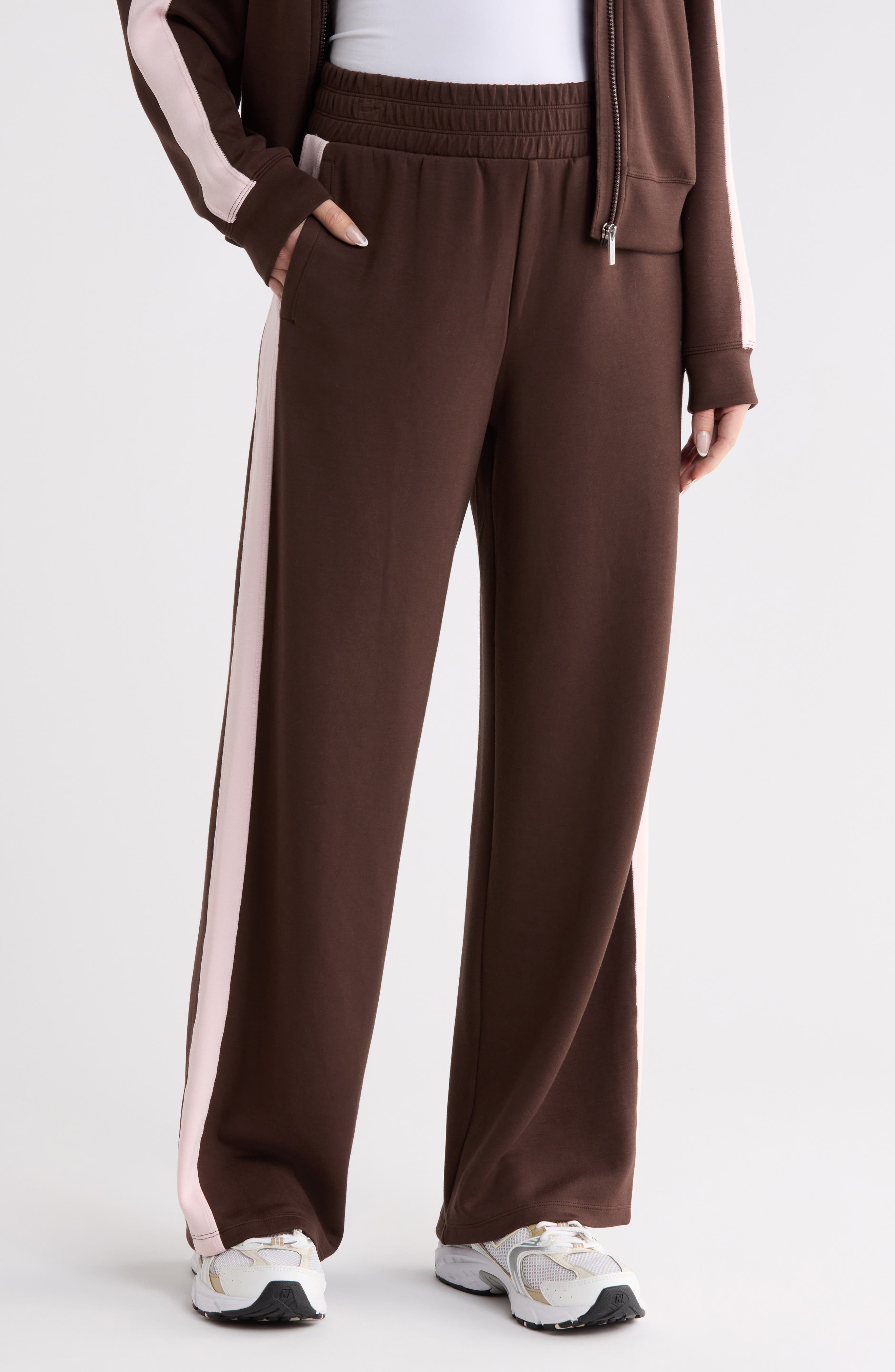 High Waist Wide Leg Side Stripe Pants