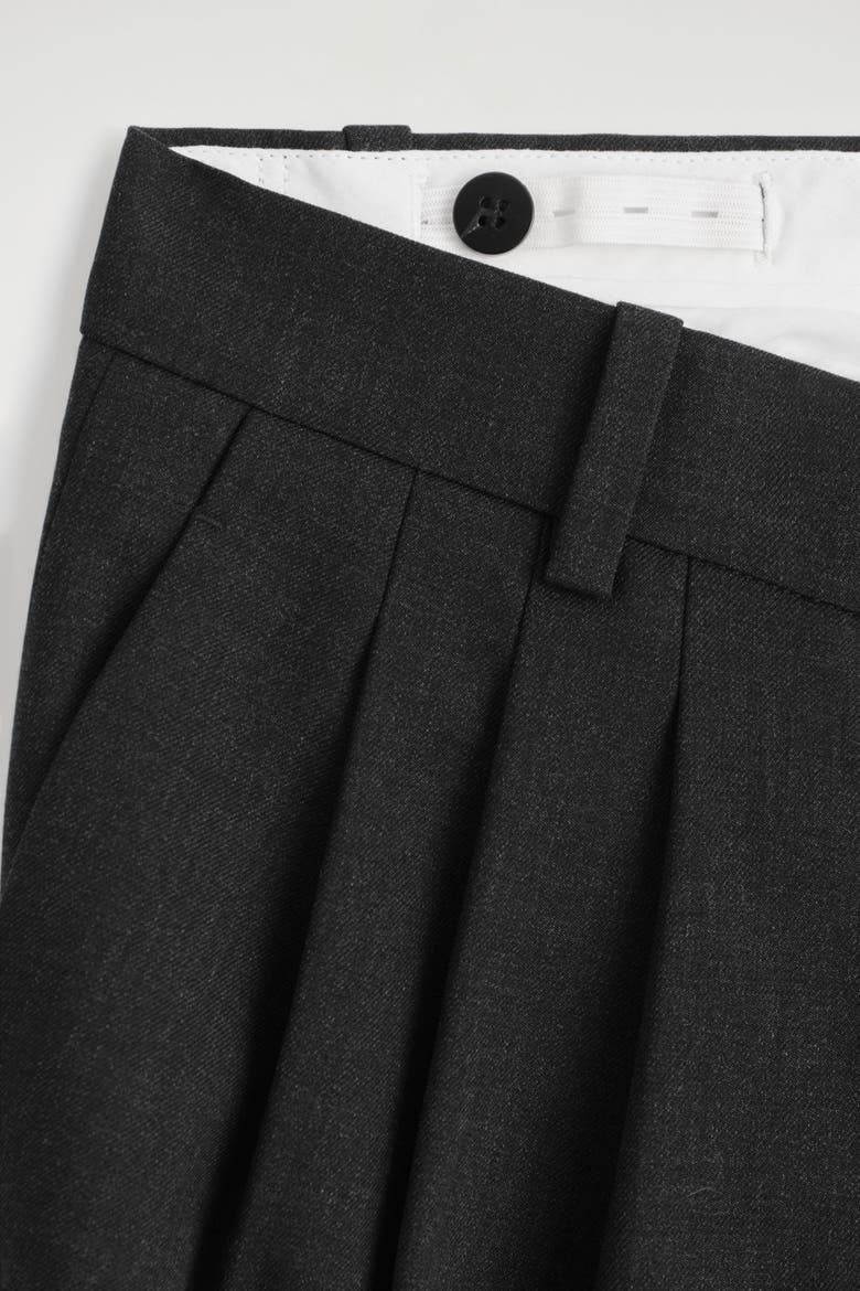 Pleated Barrel-Leg Wool Pants, Alternate, color, CHARCOAL