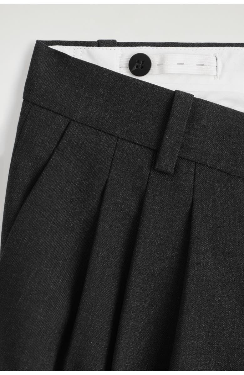 COS Pleated Barrel-Leg Wool Pants, Alternate, color, Charcoal