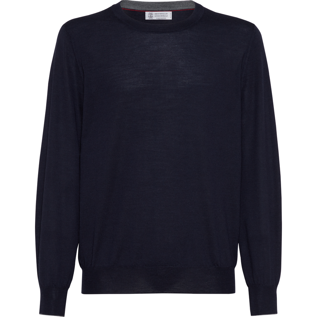 Brunello Cucinelli Men Wool Sweater In Navy Blue