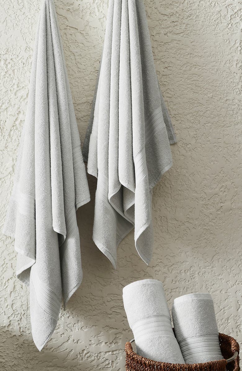 Woven & Weft 6-Piece Cotton Bath Towels, Alternate, color, Solid - Light Grey