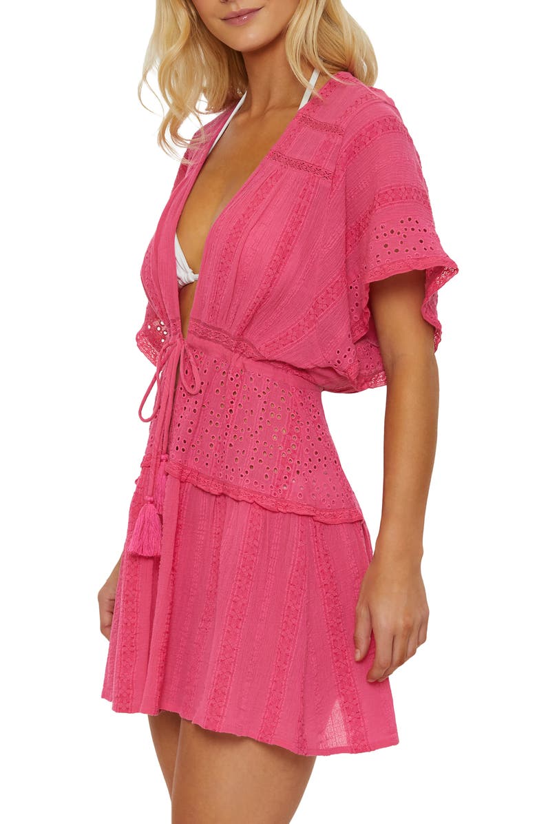 Isabella Rose Siena Eyelet Embroidered Cover-Up Tunic, Alternate, color, Rouge