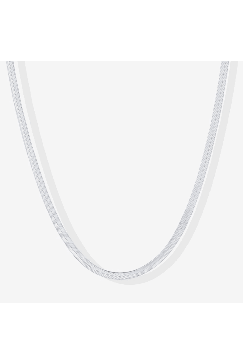 Emra 18K White Gold Plated Snake Chain Necklace  Sleek Sophistication & Versatility, Main, color, Silver