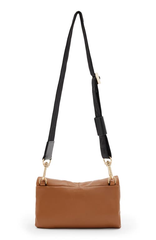 Allsaints Ezra Logo Strap Leather Crossbody Bag In Brown