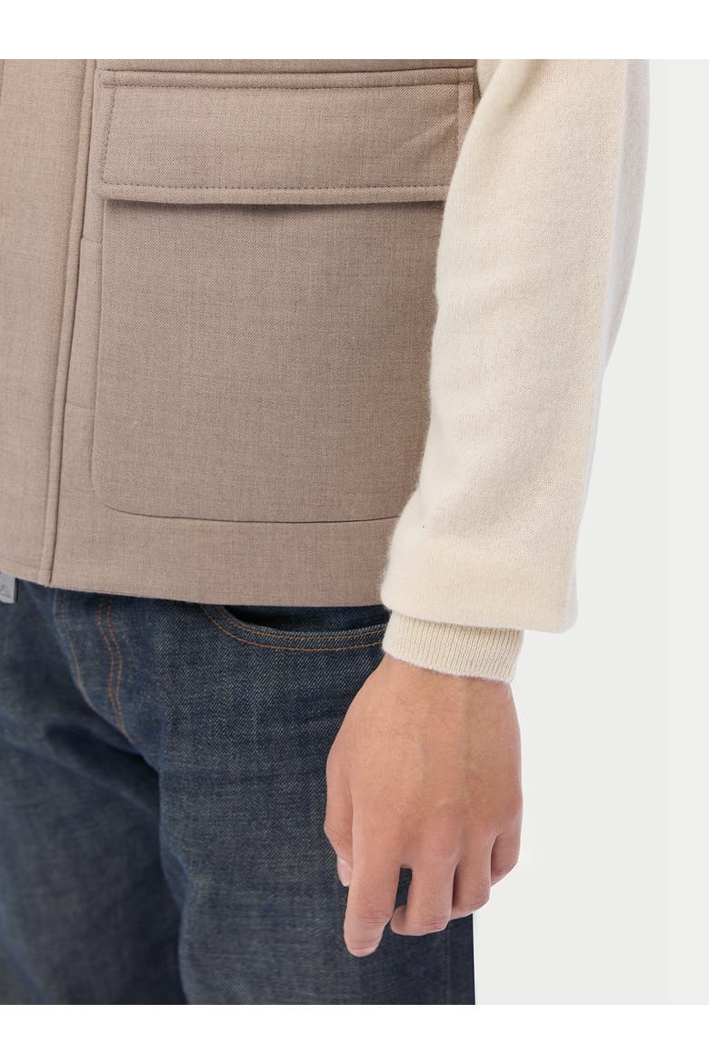 Drawstring Collar Cashmere Vest, Alternate, color, taupe