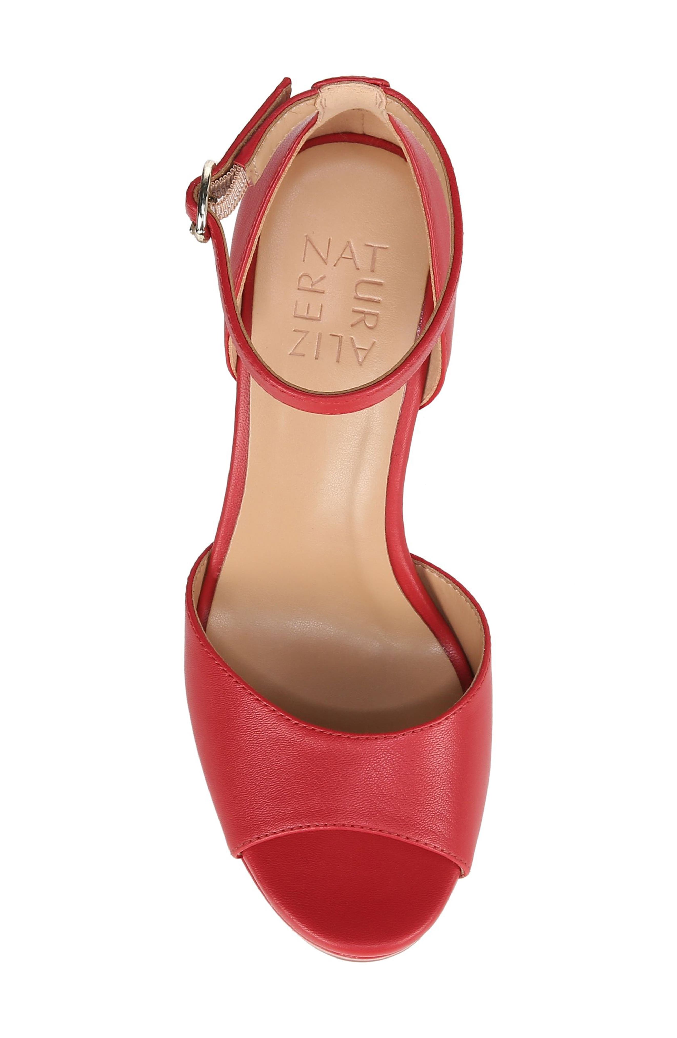 Naturalizer Melina Ankle Strap Platform Sandal, Alternate, color, Crimson Red Leather