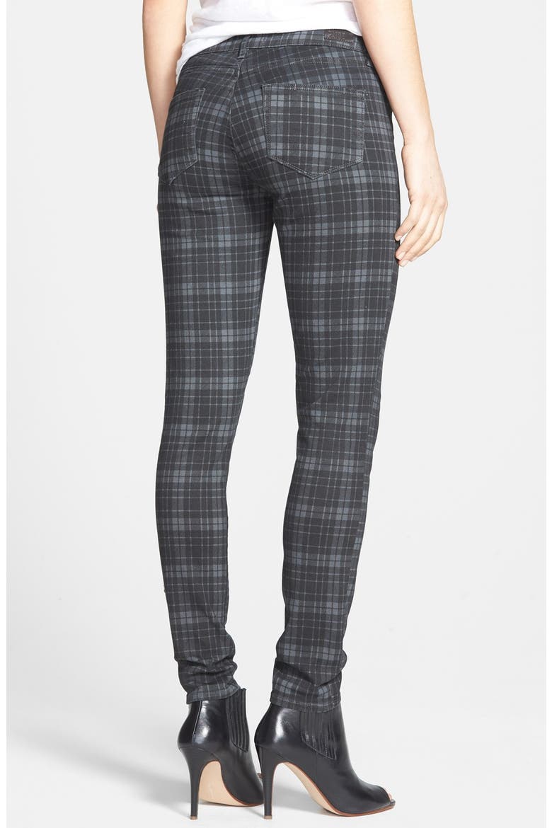 Denim 'Indio' Zip Detail Ultra Skinny Jeans (Nordstrom Exclusive), Alternate, color, CHARCOAL CANTERBURY PLAID