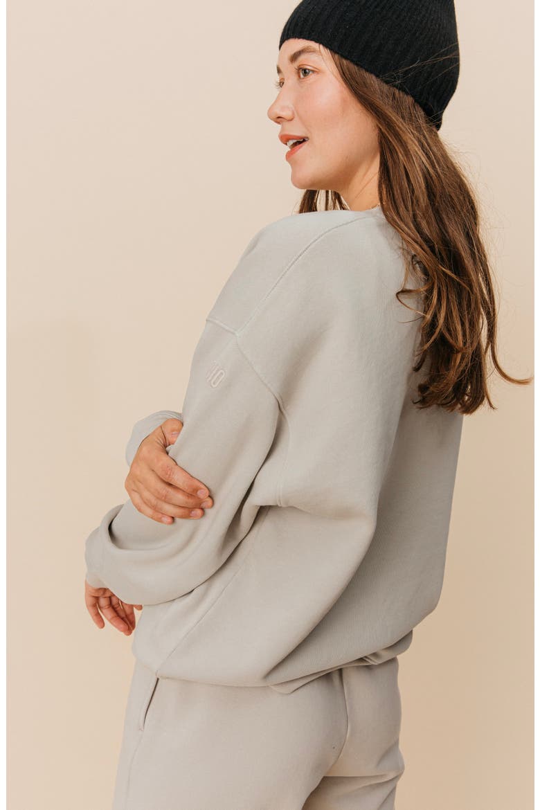 Women's Organic Cotton Teddy Oversized Crewneck, Alternate, color, Stone