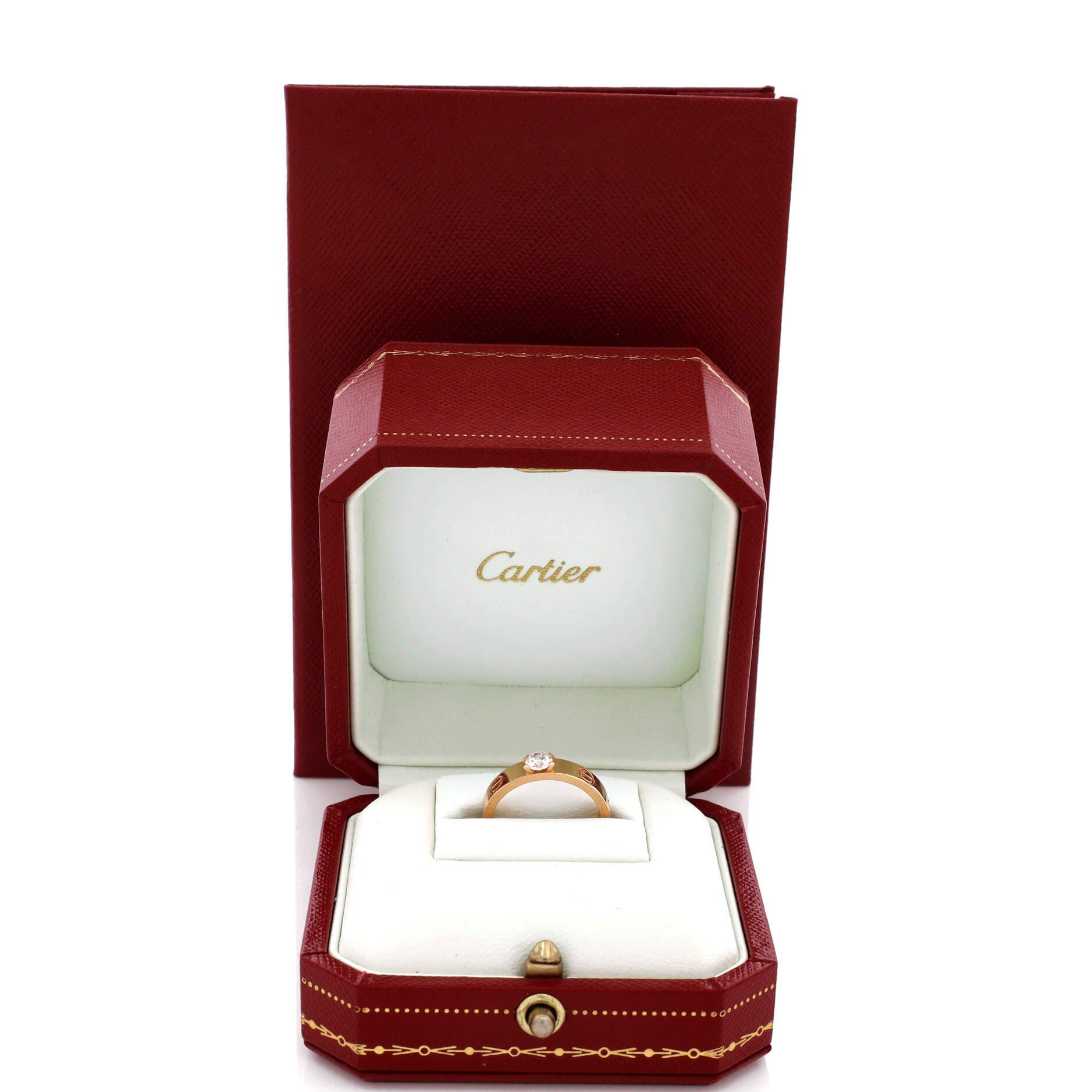 LOVE Solitaire Ring 18K Rose Gold and Diamond 0.23CT, Alternate, color, Metallic Gold