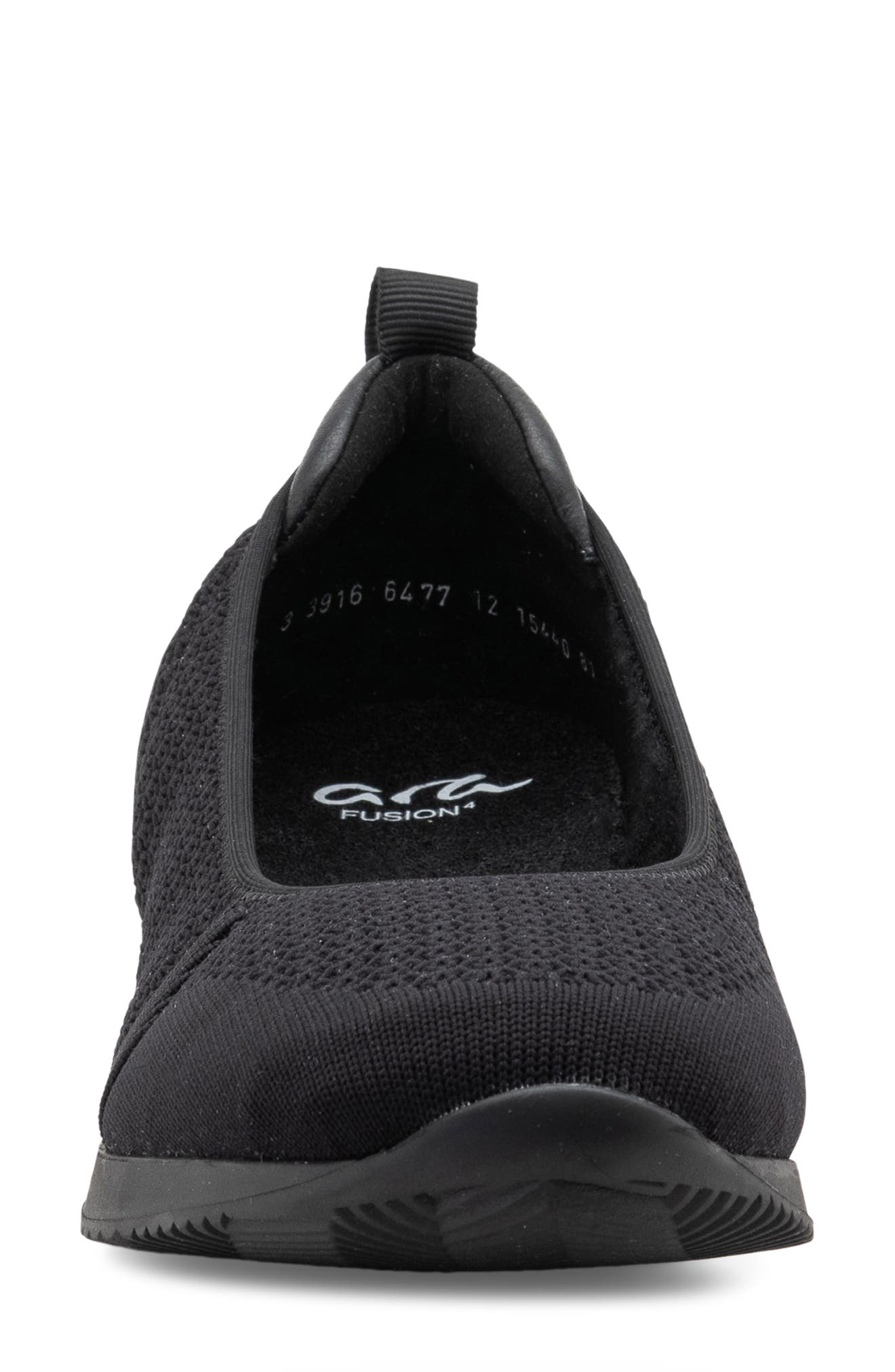 ara Perth Sport Mixed Media Ballet Flat, Alternate, color, Black Woven Stretch