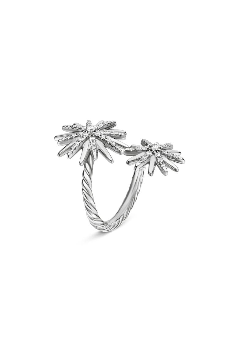 Starburst Bypass Ring, Alternate, color, STERLING SILVER
