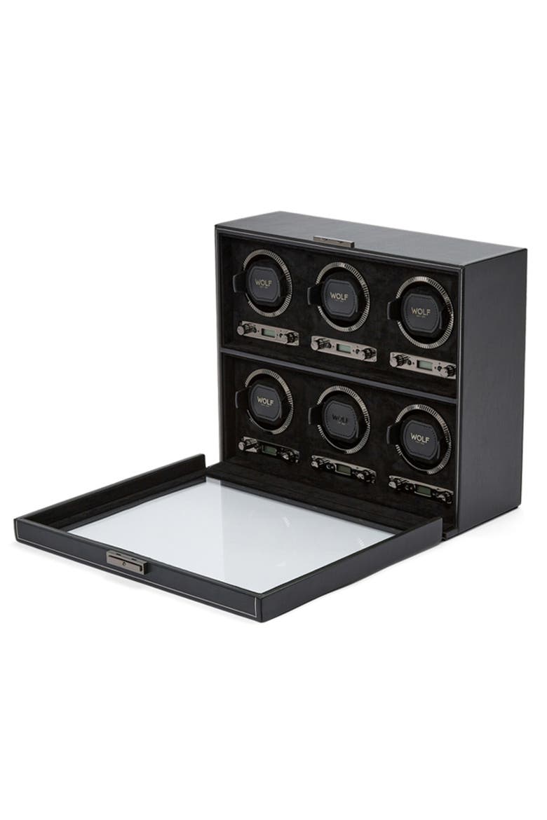 British Racing 6 Piece Watch Winder, Alternate, color, Black