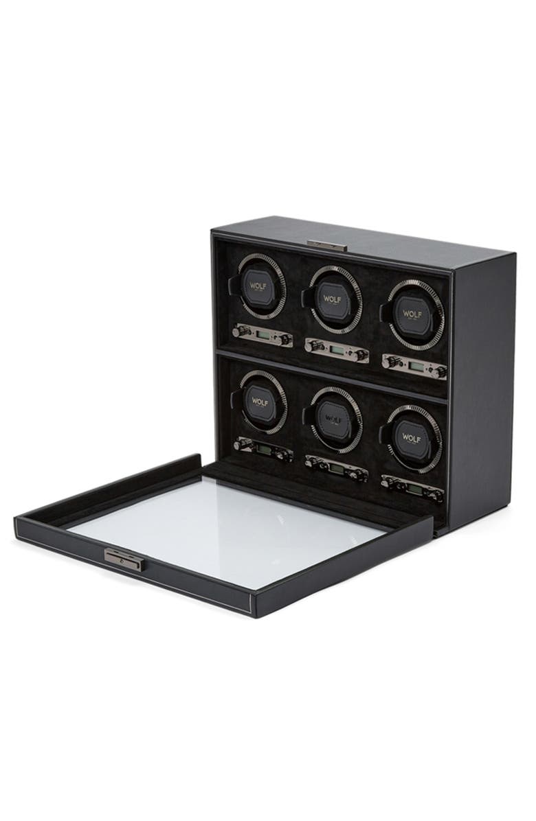 WOLF British Racing 6 Piece Watch Winder, Alternate, color, Black