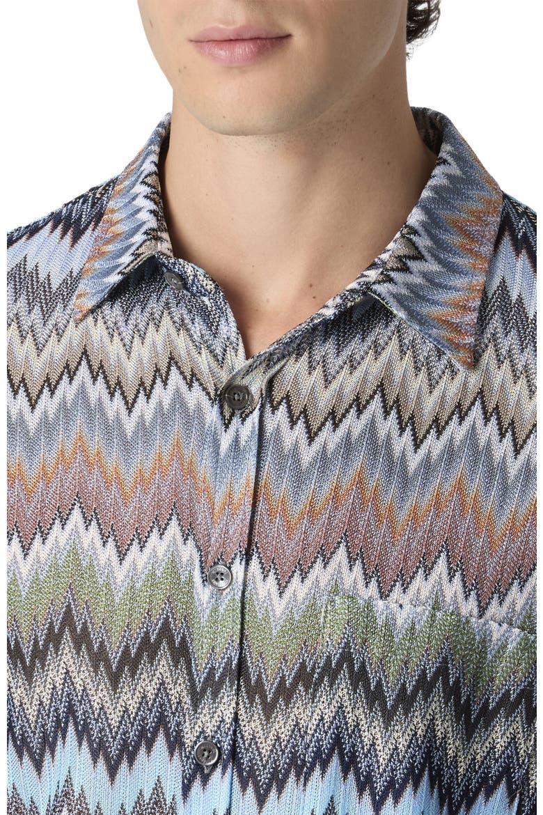 Long-sleeved Viscose Chevron Shirt With Snake Pattern, Alternate, color, Beige& White