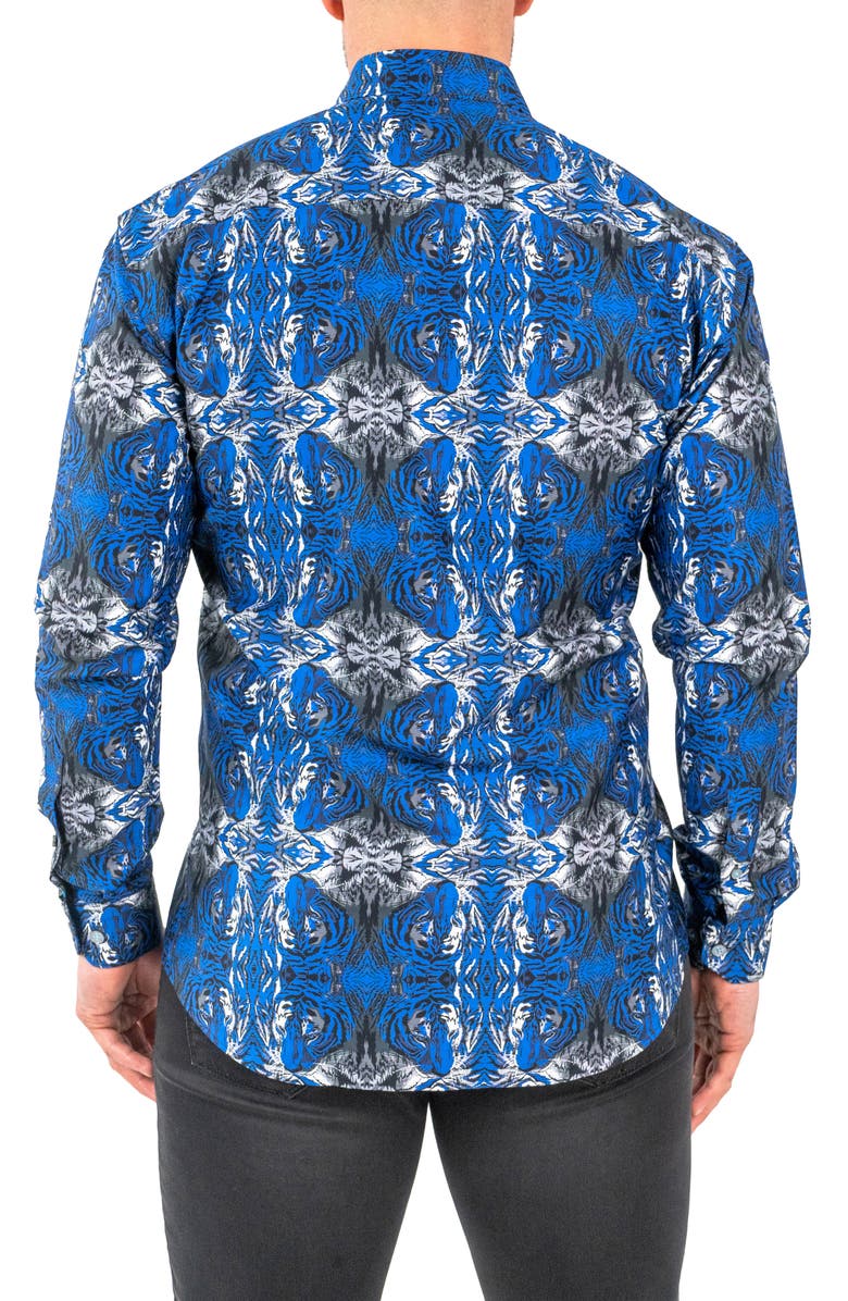 Maceoo Fibonacci Hiddentiger Blue Contemporary Fit Button-Up Shirt, Alternate, color, Blue