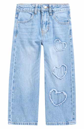 GOGO STAR Kids' Heart Appliqué Straight Leg Jeans